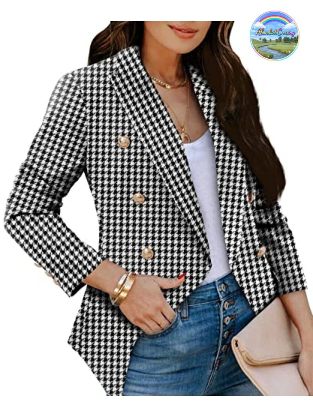 Double Breasted Gold Button Business Casual Blazer